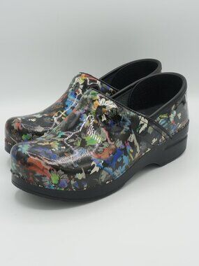 Dansko Professional Clogs Multi-Color Floral Patent Leather Women's Size EU 38